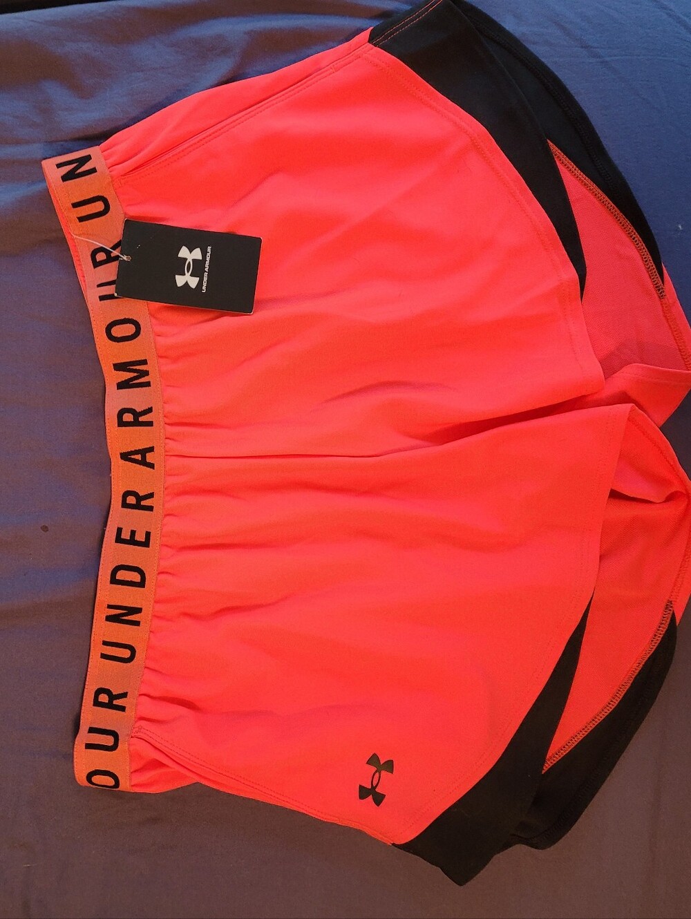 Under Armour Neon Coral and Black Performance Shorts XL
